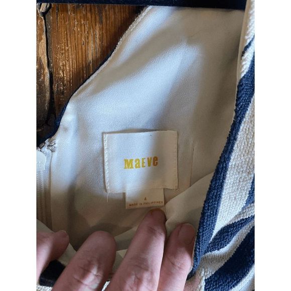 Anthropologie Maeve Mitered Striped Sweetheart Tank Top Bow Navy Size 4, MP $118 - Picture 4 of 10